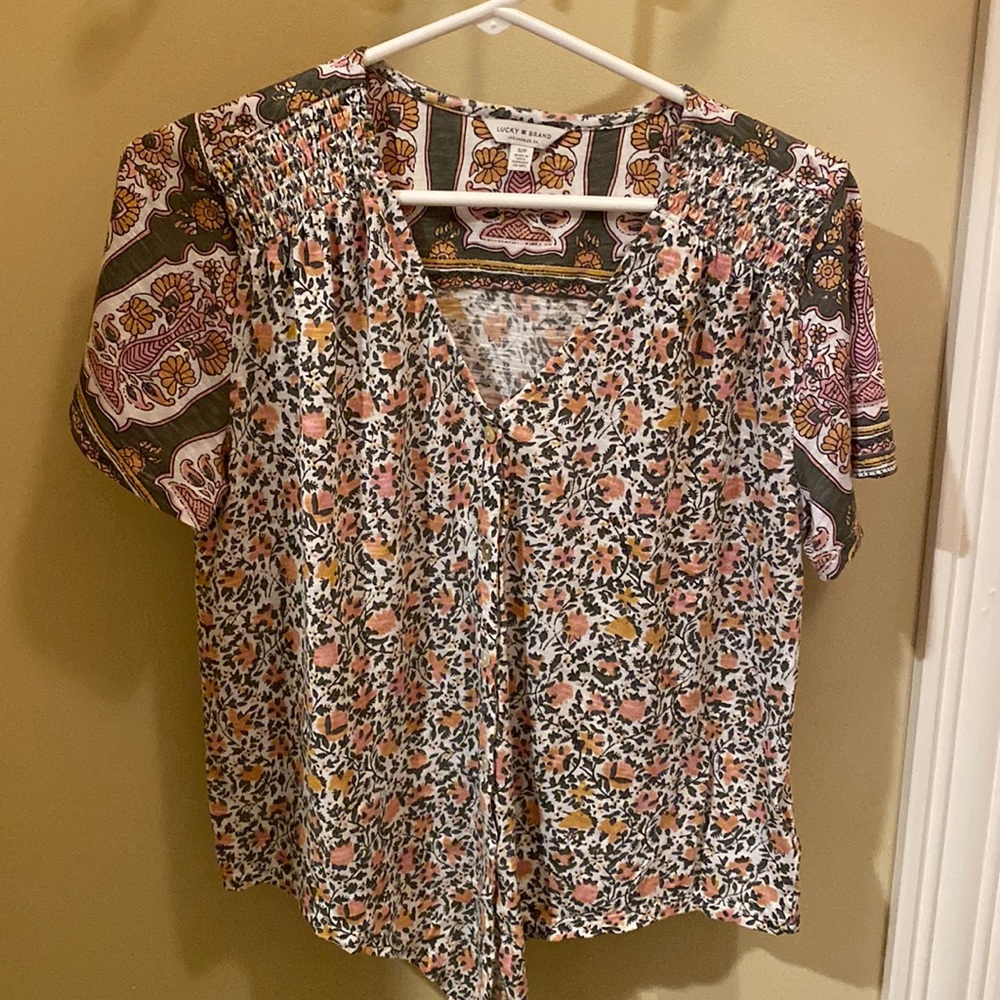 Lucky Brand new w/o tags tie top, pink, green, yellow